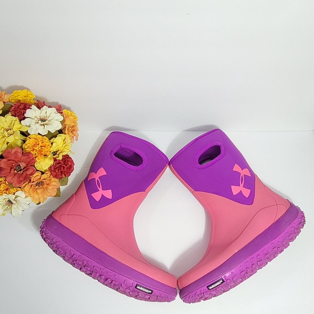 Under Armour Girls Pink & Purple Waterproof Rain Boots
